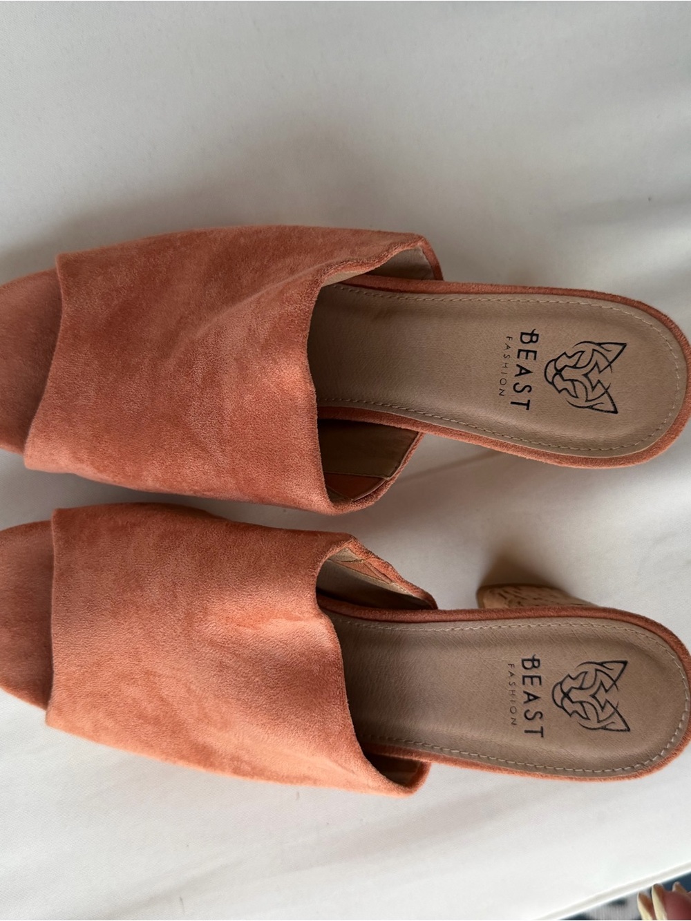 BEAST FASHION Coral Suede Open-Square Toe Slide Mules